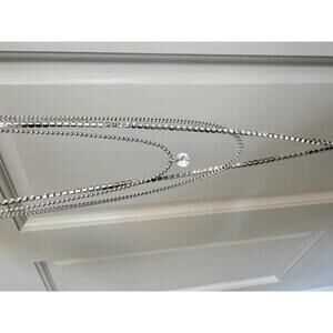 Elegant Multi-Layered Silver Chain Necklace with Crystal Pendant